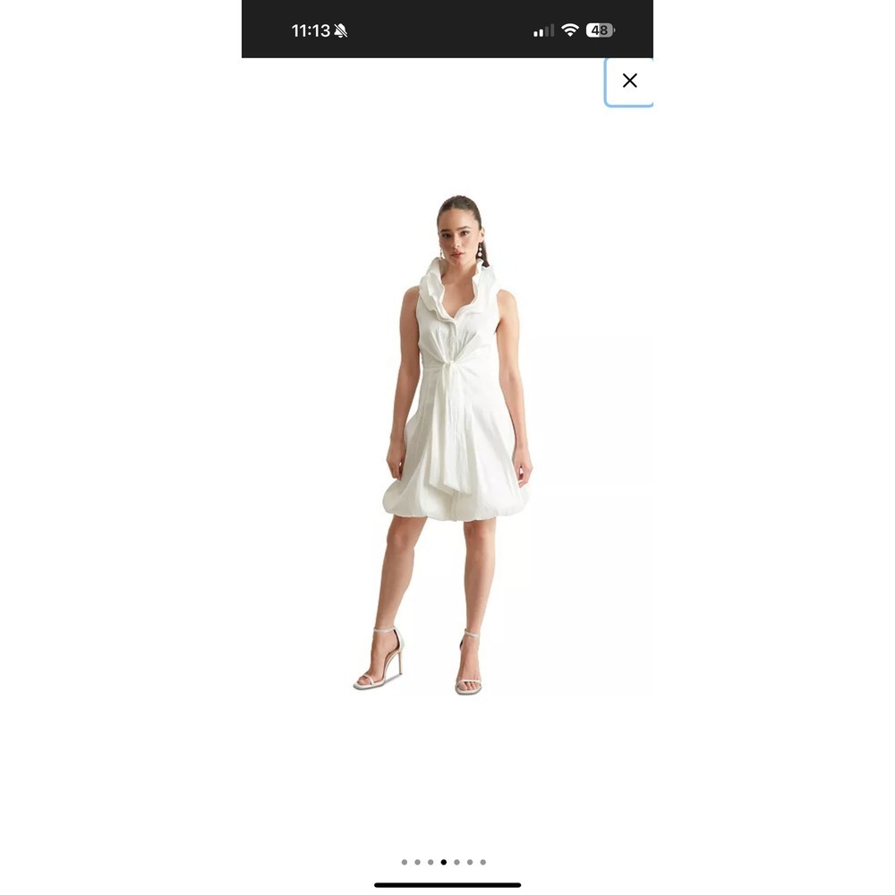 Ivy + Blu White Ruffle Collar Sleeveless Dress Size 8 Party Cocktail